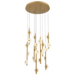 Etna Round Multi Light Chandelier - Painted Antique Brass / Alabaster