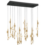 Etna Rectangular Multi Light Chandelier - Black / Alabaster