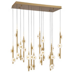 Etna Rectangular Multi Light Chandelier - Painted Antique Brass / Alabaster