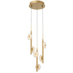 Etna Round Multi Light Chandelier - Painted Antique Brass / Alabaster