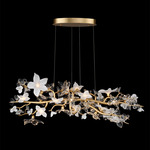 Fiori Oval Chandelier - Gold Leaf / Clear / White