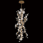 Fiori Vertical Chandelier - Gold Leaf / Clear / White