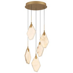 Kosmos Round Multi Light Chandelier - Painted Antique Brass / Alabaster