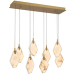 Kosmos Rectangular Multi Light Chandelier - Painted Antique Brass / White