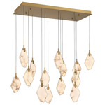 Kosmos Rectangular Multi Light Chandelier - Painted Antique Brass / White