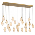 Kosmos Rectangular Multi Light Chandelier - Painted Antique Brass / White