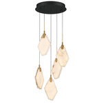 Kosmos Round Multi Light Chandelier - Matte Black / Alabaster