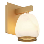 Lucidata Wall Sconce - Painted Antique Brass / Natural Alabaster