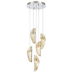Sorrento Round Multi Light Chandelier - Chrome / Amber