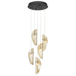 Sorrento Round Multi Light Chandelier - Black / Amber