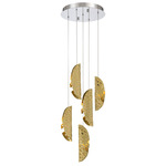 Sorrento Round Multi Light Chandelier - Chrome / Copper Leaf