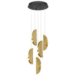 Sorrento Round Multi Light Chandelier - Black / Copper Leaf