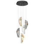 Sorrento Round Multi Light Chandelier - Black / Amber / Clear / Smoke