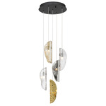 Sorrento Round Multi Light Chandelier - Black / Amber / Clear / Smoke / Copper Leaf