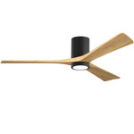 Irene Hugger Ceiling Fan - Matte Black / Light Maple Tone
