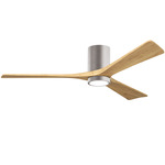 Irene Hugger Ceiling Fan - Brushed Nickel / Light Maple Tone