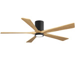 Irene Hugger Ceiling Fan - Matte Black / Light Maple Tone