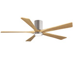 Irene Hugger Ceiling Fan - Brushed Nickel / Light Maple Tone