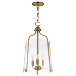 Bellmore Entry Foyer Pendant - Natural Aged Brass / Clear
