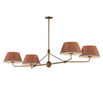 Dunbridge Double Linear Chandelier - Weathered Brass / Rustic Beige
