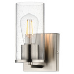 Livingston Wall Light - Satin Nickel / Seedy Glass