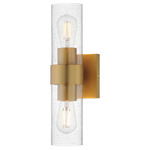 Livingston Double Wall Light - Natural Aged Brass / Seedy Glass