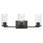 Livingston Bathroom Vanity Light - Black / Seedy Glass