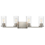 Livingston Bathroom Vanity Light - Satin Nickel / Seedy Glass