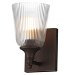 Julip Wall Sconce - Dark Bronze / Clear Ribbed