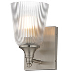 Julip Wall Sconce - Satin Nickel / Clear Ribbed