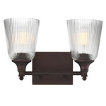 Julip Bathroom Vanity Light - Dark Bronze / Clear Ribbed