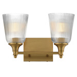Julip Bathroom Vanity Light - Natural Aged Brass / Clear Ribbed
