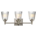 Julip Bathroom Vanity Light - Satin Nickel / Clear Ribbed