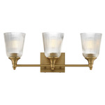 Julip Bathroom Vanity Light - Natural Aged Brass / Clear Ribbed