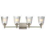 Julip Bathroom Vanity Light - Satin Nickel / Clear Ribbed