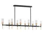 Flambeau Linear Chandelier - Black / Antique Brass / Clear