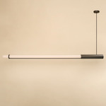 In Fine Linear Pendant - Dark Grey / Opal