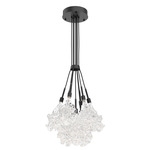 Blossom Cluster Pendant - Matte Black / Clear