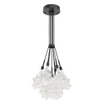 Blossom Cluster Pendant - Matte Black / Clear