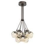 Luna Cluster Pendant - Flat Bronze / Amber Floret