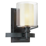 Arcadia Bathroom Vanity Light - Textured Iron / Clear