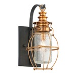 Little Harbor Outdoor Wall Sconce - Aged Brass / Clear Antique