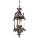 Pamplona Outdoor Pendant - Old Bronze / Clear Seeded