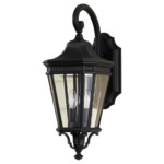 Cotswold Lane Outdoor Lantern Wall Light - Black / Clear Beveled