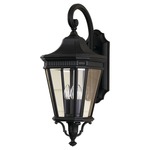 Cotswold Lane Outdoor Lantern Wall Light - Black / Clear Beveled