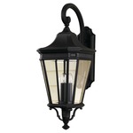 Cotswold Lane Outdoor Lantern Wall Light - Black / Clear Beveled