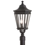 Cotswold Lane Outdoor Post Mount - Black / Clear Beveled