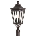 Cotswold Lane Outdoor Post Mount - Grecian Bronze / Clear Beveled