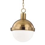 Lambert Pendant - Aged Brass / Clear / White