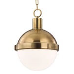 Lambert Pendant - Aged Brass / Clear / White